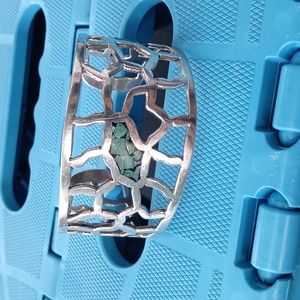 Sterling silver cuff bracelet with turquoise
